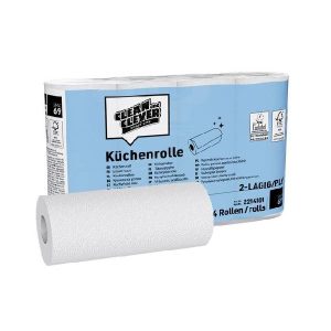 Küchenrolle PRO 69, CLEAN and CLEVER Zellstoff, 2-lagig, Rolle à 64 Blatt, 23 × 22 cm, hochweiss Pkt. 32 Rl. (8x4)