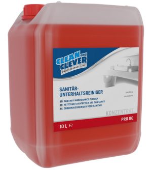 Sanitärreiniger PRO 80 CLEAN and CLEVER 10 lt. rot, flüssig, pH: 0,8, Bidon 10 Liter