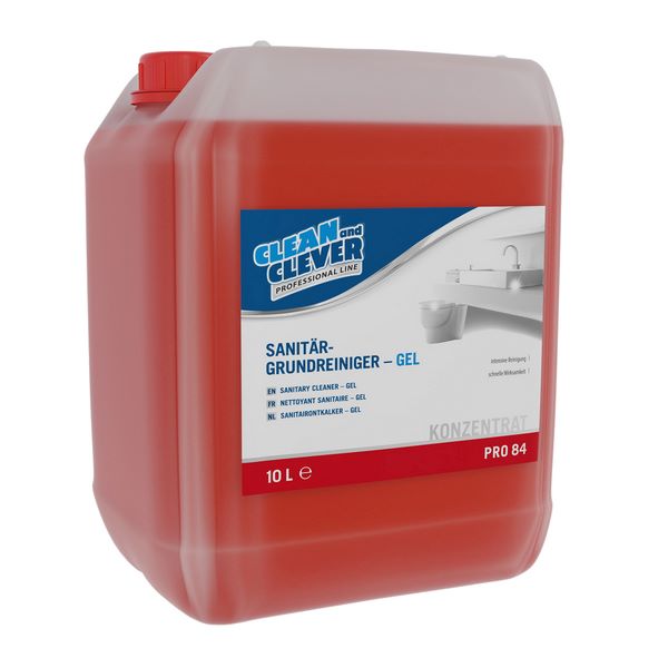 Sanitärgrundreiniger-Gel PRO 84, CLEAN and CLEVER rot, flüssig, pH: 0,6, Konzentrat Bidon 10 lt.