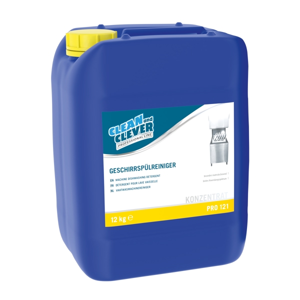 Geschirrspülreiniger PRO 121, CLEAN and CLEVER hellgelb, flüssig, pH: >12,5, 12 kg