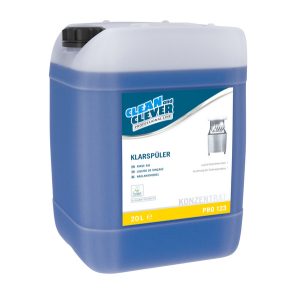 Klarspüler sauer PRO 123, CLEAN and CLEVER, 20 lt. blau, flüssig, pH: 1,7, umweltschonend, alkoholhaltig, Bidon 20 lt.