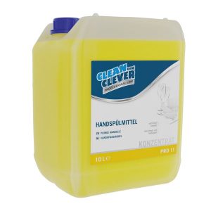Handspülmittel PRO 11 CLEAN and CLEVER Zitrusduft, gelb, flüssig, pH: 6 - 7, alkoholhaltig, zur effizienten Schmutz- und Fettlösung, Bidon 10 Liter
