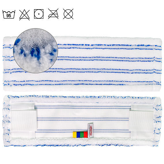 Microfasermopp PRO, 40 cm, CLEAN and CLEVER mit Leichtlaufstreifen, Taschenmopp, weiss/blau, 40 cm 1 Stk.