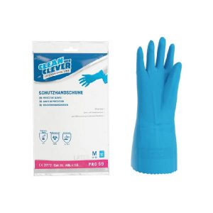 Latex-Schutzhandschuhe PRO 59, CLEAN and CLEVER blau, 30 cm lang, innen velourisiert, aussen vollflächig texturiert, PSA Kategorie III, Grösse S Pkt. 10 Paar