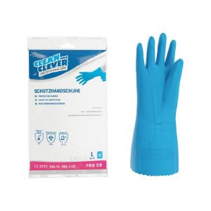 Latex-Schutzhandschuhe PRO 59, CLEAN and CLEVER blau, 30 cm lang, innen velourisiert, aussen vollflächig texturiert, PSA Kategorie III, Grösse L Pkt. 10 Paar