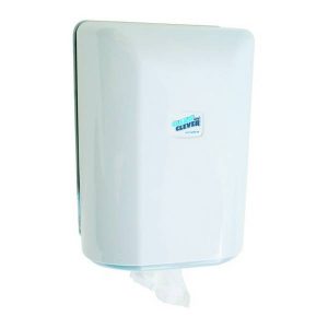 Papiertuchspender Midi SMA 406 CLEAN und CLEVER Kunststoff, 220 × 310 × 210 mm, für Innenabrollung, abschliessbar, weiss Aus stabilem, schlagfestem ABS-Kunststoff Inkl. Schrauben, Dübel und Schlüssel sowie Montageanleitung mit Bohrlochschablone