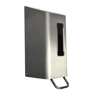 Sprühseifenspender Ophardt SanTRAL® NSI 400 E AFP Edelstahlspender für Sprühseifen im Beutel à 400 ml, mit Anti-Fingerprint-Beschichtung (AFP), Schloss und Sichtfenster. Bedienungshebel aus Edelstahl, Druckbetätigung. Der Spender ist ausgerüstet mit einer TC-Pumpe.