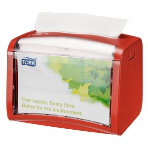 Tork Xpressnap Serviettenspender rot – N4 System H: 155 B: 201 T: 150 mm, für ca. 275 Servietten 272612