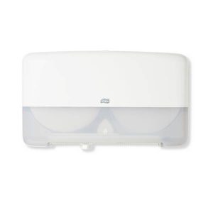 Toilettenpapierspender Doppelrollen Tork T2 Elevation weiss, Kunststoff, für Tork T2 Mini Jumbo Rollen abschliessbar 555500 pro Stk. CHF 12.00 in Verbindung mit Spendervertrag