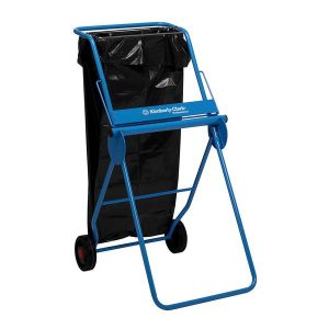 Bodenständer, fahrbar, Kimberly-Clark 1090 x 500 x 740 mm Metall blau mit Abrissvorrichtung und Abfallsackhalterung 110 lt.