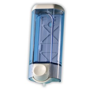 Seifenspender Linea, weiss 0,8lt. Kunststoff H: 250 B: 95 T: 95 mm Nachfüllsystem Kunststoff weiss, transparent schlagfest, abschliessbar
