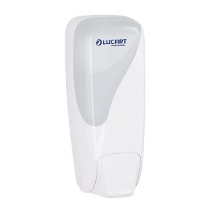 Lucart Identity Seifenspender für Schaum- und Flüssigseifen Kunststoff, H: 272 B: 110 T: 113 mm, abschliessbar, mit Sichtfenster, weiss