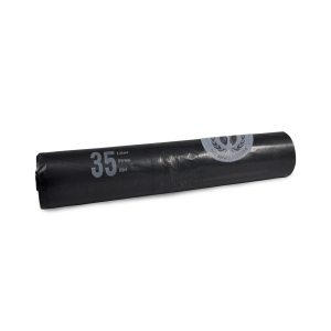 Kehrichtsäcke ECO mit Verschlussband 35 lt LD-PE Recycling, schwarz, 280 / 275 × 700 mm, 0,033 mm, Rolle à 20 Säcke Kt. 20 Rl.