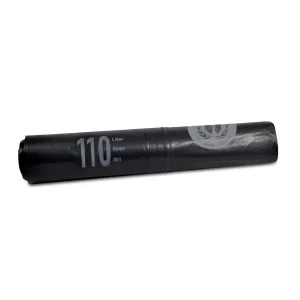 Kehrichtsäcke Budget mit Zugband 60 Liter LD-PE, schwarz, 600 × 880 + 50 mm, 0,04 mm Rl. à 10 Säcke Kt. 30 Rl.