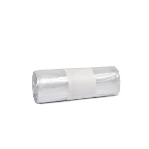 Einlagebeutel mit Verschlussband 55 Liter LD-PE, transparent, 300 / 300 × 770 mm, 0,025 mm Rolle à 20 Säcke Kt. 25 Rollen.