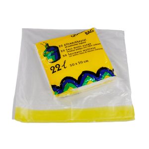 Allzweckbeutel 22 lt. mit Zugband, 500 x 500 x 50 mm Qualität: HD/PE, 0.014 mm, transparent 20 Beutel pro Pkt. Kt. à 30 Pkt.