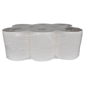 Toilettenpapier Mini Jumbo Zellstoff, 2-lagig, weiss, 10 × 18 cm, Rolle à 890 Blatt, 160 lfm, Aussen Ø 18 cm, Pkt. 12 Rl. FSC