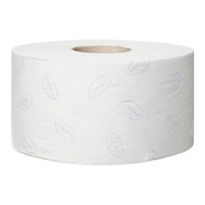 Toilettenpapier, Tork T2 Mini Jumborollen 2-lagig, 170 m, Rl.850 Blatt, 10 x 20 cm mit Lorbeerblatt Design blau Pkt. à 12 Rl. - Pal. à 36 Pkt. = 432 Rl.