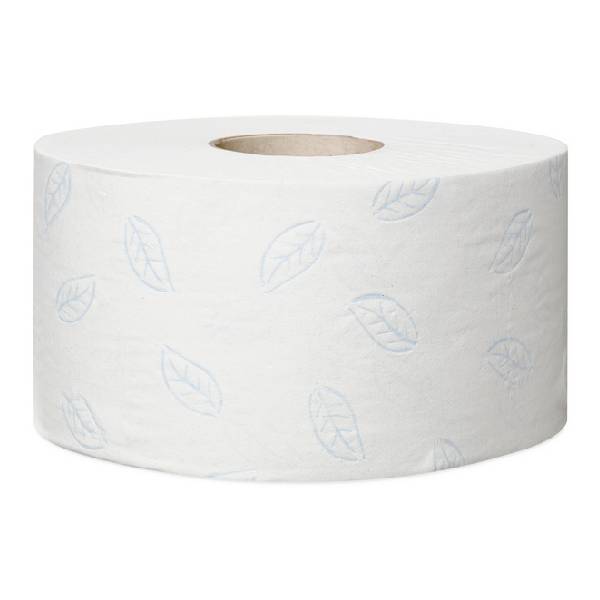 Toilettenpapier, Tork T2 Mini Jumborollen 2-lagig, 170 m, Rl.850 Blatt, 10 x 20 cm mit Lorbeerblatt Design blau Pkt. à 12 Rl. - Pal. à 36 Pkt. = 432 Rl.