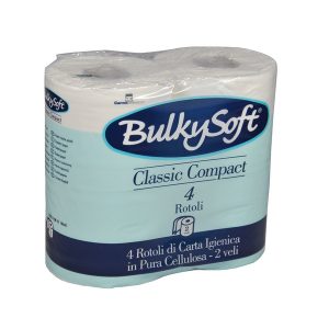 Bulkysoft Classic Toilettenpapier Kleinrollen, 2-lagig Zellstoff, Rolle à 500 Blatt, 10 × 10,5 cm, weiss Microprägung Pkt. (10 x 4) 40 Rl. Pal. 40 Pkt.