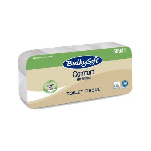 Bulkysoft Comfort Toilettenpapier Kleinrollen Recycling, 3-lagig, Rolle à 250 Blatt, 9,5 × 11 cm, weiss Pkt. (9 x 8) 72 Rl.