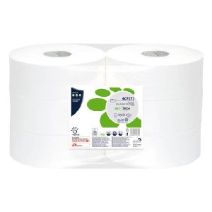Toilettenpapier Jumbo BioTech Papernet, Zellstoff, 2-lagig weiss, 30,5 × 9,5 cm, 247,05 lfm (810 Cp.) Pkt. 6 Rl, Pal. 48 Pkt.