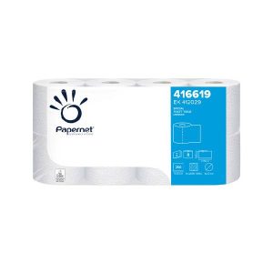 Papernet Toilettenpapier Kleinrollen Recycling, 2-lagig, Rolle à 250 Blatt, 9,6 × 11 cm, weiss Pkt. 64 Rl. Pal. 33 Pkt.