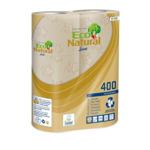 Eco Natural Toilettenpapier Kleinrollen Recycling, 2-lagig, Rolle à 400 Blatt, 9,6 × 11 cm, nature, Blume-Prägung Pkt. 30 Rl. (5 x 6)