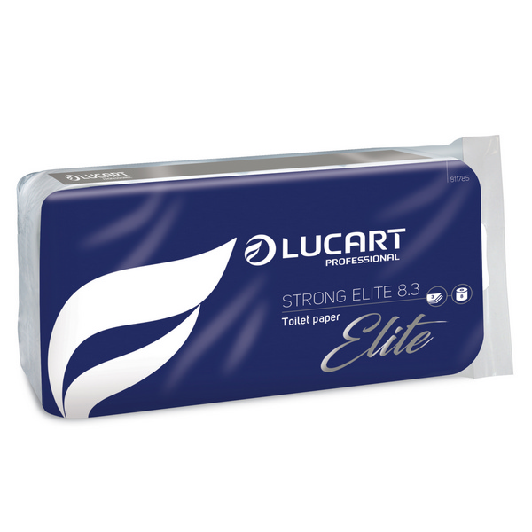 Lucart Strong 8.3 Comfort Toilettenpapier Kleinrollen Zellstoff, 3-lagig, Rolle à 250 Blatt, 9,6 × 12 cm, weiss, Blumenprägung Pkt. 72 Rl. (9x8) Pal. 21 Pkt. (1512 Rl.)