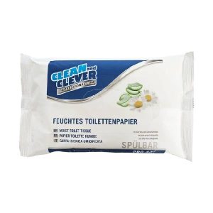 Feuchtes Toilettenpapier PRO 437, CLEAN and CLEVER mit Aloe Vera und Gänseblümchen, spülbar, Paket à 48 Tücher Kt.à 36 Pkt.