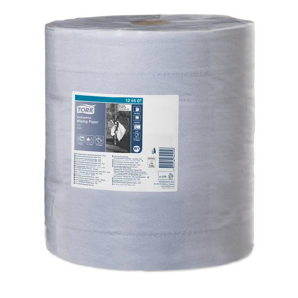 Reinigungsrollen Tork Big Blue Power 3-lagig 340 m, 1000 Cps., 37 x 34 cm, Ø 35 cm geprägte Oberfläche, mit Spiralkartonkern Aussenabwicklung Pkt. 1 Rl Spender: W1 Boden- und Wandhalter