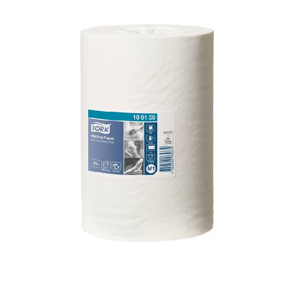 Reinigungsrollen Tork Wiping M1 1-lagig, Zellstoff, 120 m x 21,5 cm, Ø 14cm unperforiert, glatte Oberfläche, ohne Spiralkartonkern Innenabwicklung Pkt. à 11 Rl. Tork Nr. 100130