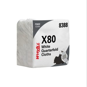 Kimberly-Clark Reinigungstücher Wypall – X80 Zellstoff / Synthetikfaser, Hydroknit, 1/4-Falzung, 32 × 31 cm, 50 Blatt, weiss Kt. 200 Blatt (4x50) (8388)