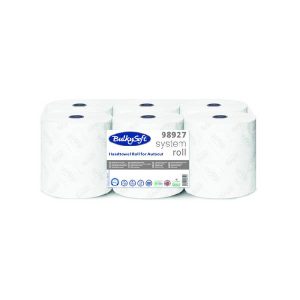 Bulkysoft Autocut Membrane Plus Handtuchrolle Zellstoff, 3-lagig, weiss, 19,5 cm × 100 lfm Pkt. 6 Rl. Pal. 44 Pkt.