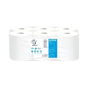 Papernet DryTech TAD Handtuchrolle, Zellstoff, 2-lagig, weiss, 20 cm × 100 lfm, Aussen Ø 18,5 cm, Innen Ø 4 cm, Microprägung Pkt. 6 Rl. Pal. 44 Pkt.