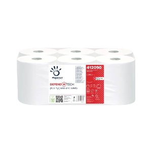Papernet DefendTech Handtuchrolle, Zellstoff Autocut Zellstoff weiss, 2-lagig 19,8 x 140 m Pkt. 6 Rl. Pal. 44 Pkt.