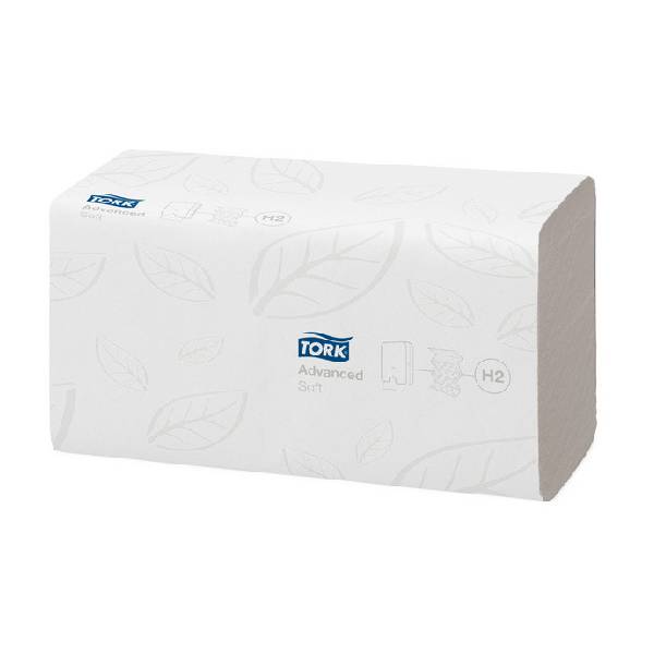 Papierhandtücher Tork Xpress H2 Advanced, W-Falz 2-lagig Recycling, weiss, 21 x 26 cm x 8,5 cm graue Lorbeerplattprägung Pkt. à 21 x 180 Blatt 120398