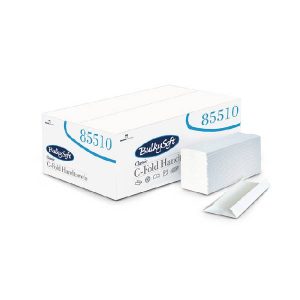 Bulkysoft Classic Handtuch C-Falzung, Zellstoff, 1-lagig, weiss, 23 × 31 cm, Tiefe gefaltet 8,9 cm, 153 Blatt, Mikroprägung Bund à153 Blatt, Kt.à 3060 Blatt.