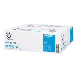 Papernet DryTech Handtuch W-Falzung, Zellstoff, 2-lagig, weiss, 32 × 20,3 cm, Tiefe gefaltet 8 cm, Bund 100 Blatt, Kt. 2000 Blatt. (10 x 200) Pal. 36 Kt.