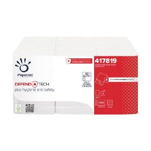Papernet DefendTech Handtuch für Türgriffe Zellstoff, 2-lagig, weiss, 11 × 21 cm, Tiefe gefaltet 10,5 cm, Bund 200 Blatt, Kt. 2000 Blatt. (10 x 200) Pal. 24 Kt.