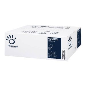 Papernet Handtuch W-Falzung, Zellstoff, 3-lagig, weiss 22 × 32 cm, Tiefe gefaltet 8 cm, Bund115 Blatt, Kt. 2300 Blatt, (20 x 115) Pal. 36 Kt.