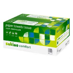 Satino Falthandtuch C - Falz Decor 2-lagig, Recycling, hochweiss 25 x 33 cm, Bundbreite 9,5 cm Kt. à 24 x 128 Blatt = 3072 Blatt