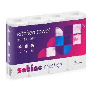 Haushaltrollen Satino Prestige weiss, 3-lagig, Zellstoff, 64 Blatt, 26 x 22cm Pkt. 32 Rl. (8 x4) Pal. 21 Pkt.