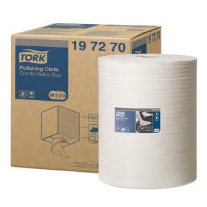 Tork Premium Poliertücher - Kombirolle im Karton Vliesstoff, 1-lagig, 32 × 38 cm, weiss Rl. à 450 Blatt = 171 lfm, Aussen Ø 25 cm, Innen Ø 7,1 cm